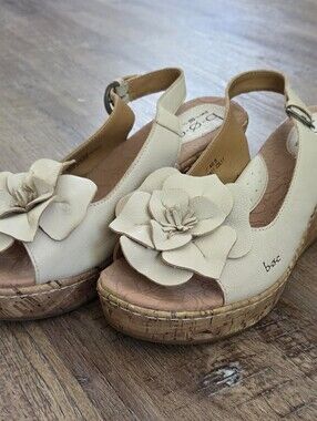 Born B.O.C Stephanie Leather Slingback Wedges Sandals